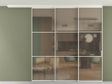 Перегородка Формато вдоль стены на потолок 3 створки с синхронным механизмом