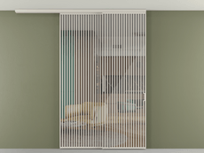 Перегородка Формато вдоль стены на потолок 2 створки с синхронным механизмом