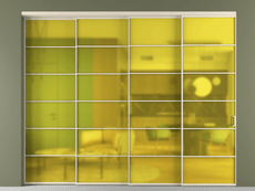 Перегородка Formato внутри проёма 4 створки с синхронным механизмом