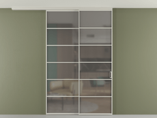 Перегородка Формато вдоль стены на потолок 2 створки с синхронным механизмом