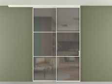 Перегородка Формато вдоль стены на потолок 2 створки с синхронным механизмом