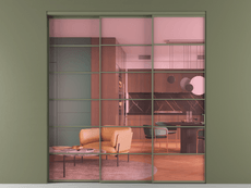 Перегородка Formato внутри проёма 3 створки с синхронным механизмом