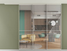 Перегородка Формато вдоль стены на потолок 3 створки с синхронным механизмом