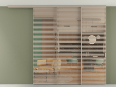 Перегородка Формато вдоль стены на потолок 3 створки с синхронным механизмом