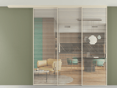 Перегородка Формато вдоль стены на потолок 3 створки с синхронным механизмом