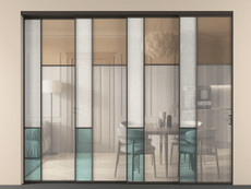 Перегородка Мозаик внутри проёма 4 створки с синхронным механизмом