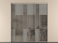 Перегородка Мозаик внутри проёма 3 створки с синхронным механизмом