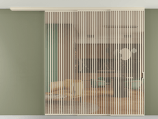 Перегородка Formato вдоль стены на потолок 3 створки с синхронным механизмом