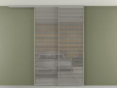 Перегородка Формато вдоль стены на потолок 2 створки с синхронным механизмом