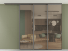 Перегородка Формато вдоль стены на потолок 3 створки с синхронным механизмом