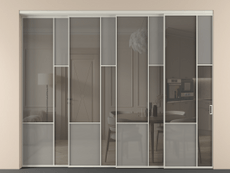 Перегородка Мозаик внутри проёма 4 створки с синхронным механизмом