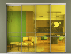 Перегородка Формато внутри проёма 4 створки с синхронным механизмом