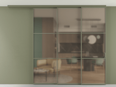 Перегородка Формато вдоль стены на потолок 3 створки с синхронным механизмом