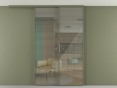 Перегородка Formato вдоль стены на потолок 2 створки с синхронным механизмом