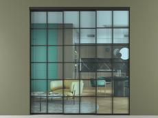 Перегородка Formato внутри проёма 3 створки с синхронным механизмом