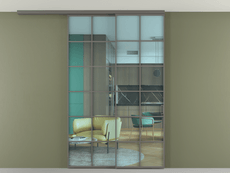 Перегородка Formato вдоль стены на потолок 2 створки с синхронным механизмом