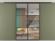 Перегородка Формато вдоль стены на потолок 2 створки