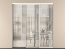 Перегородка Мозаик внутри проёма 3 створки с синхронным механизмом