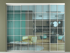 Перегородка Formato внутри проёма 4 створки с синхронным механизмом