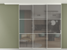 Перегородка Формато вдоль стены на потолок 3 створки с синхронным механизмом