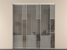 Перегородка Мозаик внутри проёма 3 створки с синхронным механизмом