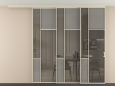 Перегородка Мозаик вдоль стены на потолок 3 створки с синхронным механизмом