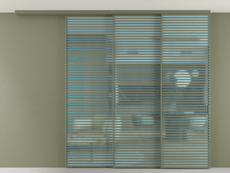 Перегородка Formato вдоль стены на потолок 3 створки с синхронным механизмом