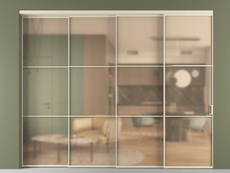 Перегородка Formato внутри проёма 4 створки с синхронным механизмом