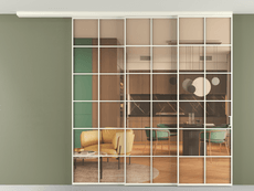 Перегородка Формато вдоль стены на потолок 3 створки с синхронным механизмом