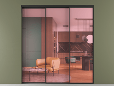 Перегородка Formato внутри проёма 3 створки с синхронным механизмом