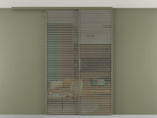 Перегородка Формато вдоль стены на потолок 2 створки с синхронным механизмом