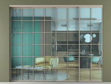 Перегородка Formato внутри проёма 4 створки с синхронным механизмом