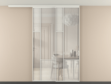 Перегородка Мозаик вдоль стены на потолок 2 створки с синхронным механизмом