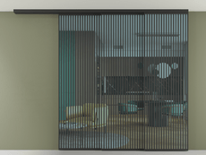 Перегородка Formato вдоль стены на потолок 3 створки с синхронным механизмом