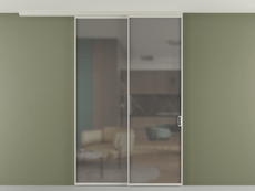 Перегородка Формато вдоль стены на потолок 2 створки с синхронным механизмом