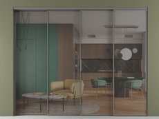 Перегородка Формато внутри проёма 4 створки с синхронным механизмом