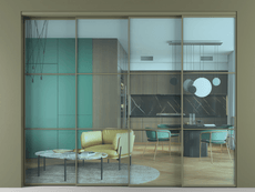 Перегородка Формато внутри проёма 4 створки с синхронным механизмом