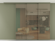 Перегородка Formato вдоль стены на потолок 3 створки с синхронным механизмом