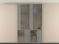 Перегородка Mosaic вдоль стены на потолок 2 створки с синхронным механизмом