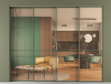 Перегородка Formato внутри проёма 4 створки с синхронным механизмом