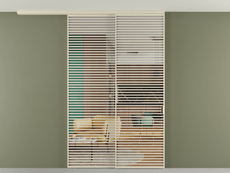 Перегородка Формато вдоль стены на потолок 2 створки с синхронным механизмом