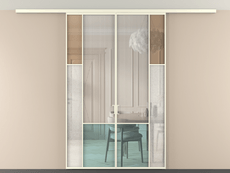 Перегородка Mosaic вдоль стены на потолок 2 створки