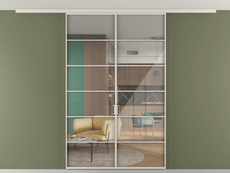 Перегородка Формато вдоль стены на потолок 2 створки