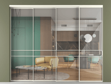 Перегородка Formato внутри проёма 4 створки с синхронным механизмом