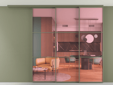 Перегородка Формато вдоль стены на потолок 3 створки с синхронным механизмом