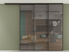 Перегородка Формато вдоль стены на потолок 3 створки с синхронным механизмом