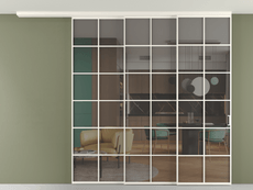 Перегородка Формато вдоль стены на потолок 3 створки с синхронным механизмом