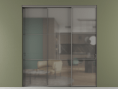 Перегородка Formato внутри проёма 3 створки с синхронным механизмом