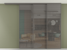 Перегородка Формато вдоль стены на потолок 3 створки с синхронным механизмом