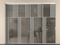 Перегородка Мозаик внутри проёма 4 створки с синхронным механизмом